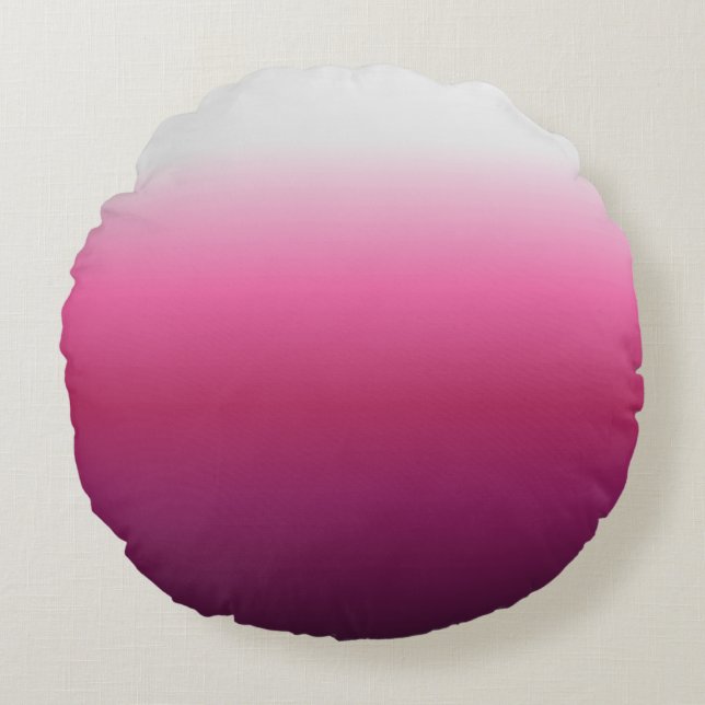 trendy magenta maroon marsala burgundy ombre round pillow (Front)