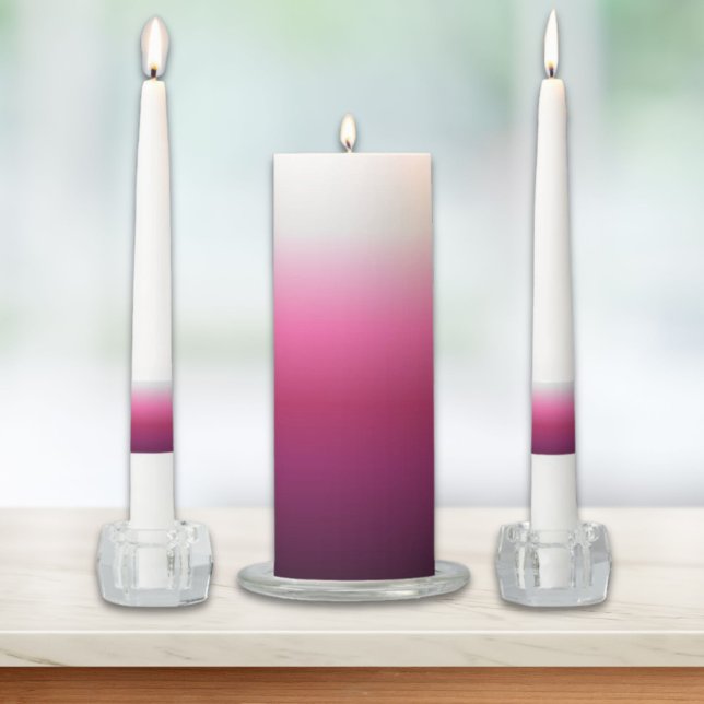 trendy magenta maroon marsala burgundy ombre unity candle set (trendy magenta maroon marsala burgundy ombre unity candle set)