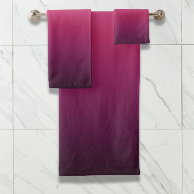 trendy magenta maroon purple burgundy ombre bath towel set (trendy magenta maroon purple burgundy ombre bath towel set)