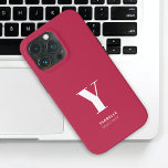 Trendy Magenta Monogram Name iPhone 13 Pro Case<br><div class="desc">Trendy Magenta Monogram Name iPhone 13 Pro Case</div>