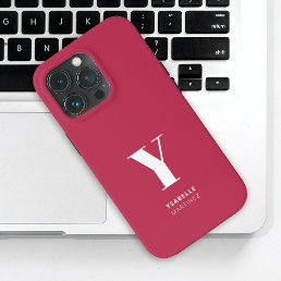 Trendy Magenta Monogram Name iPhone 13 Pro Case