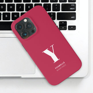 Trendy Magenta Monogram Name iPhone 13 Pro Case