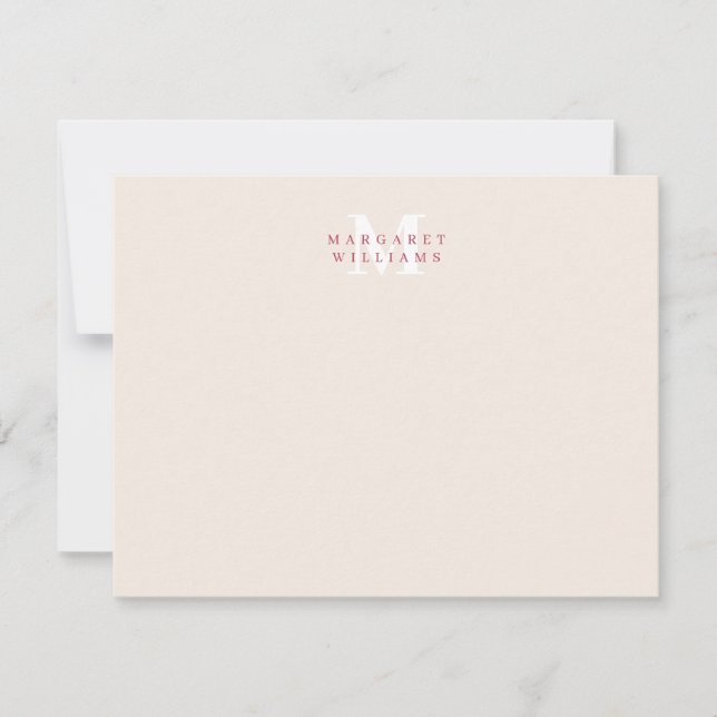 Trendy Magenta Simple Modern Minimalist Note Card (Front)