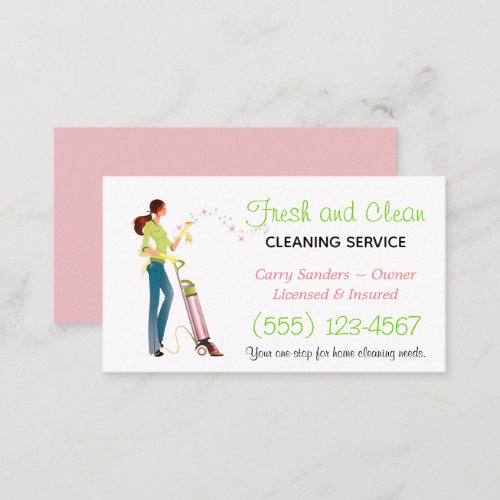 Trendy Maid House Cleaning Service Business Card