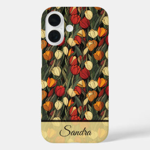 Trendy Maid Of Honor Gift Tulip Floral Custom iPhone 16 Case