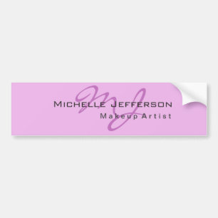 Trendy Makeup Artist Lilac & Orchid Color Monogram Bumper Sticker