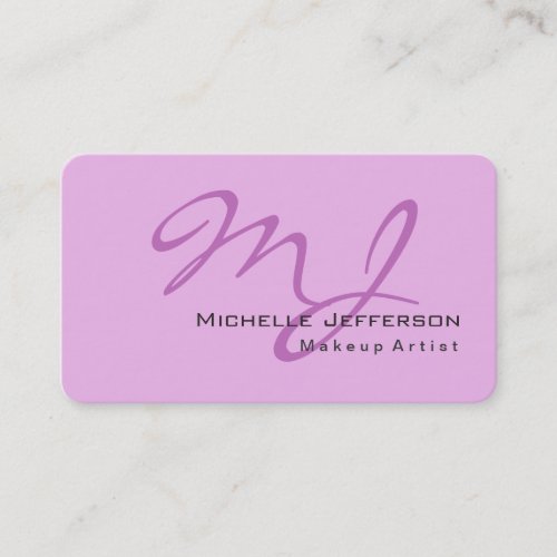 Trendy Makeup Artist Lilac  Orchid Color Monogram Business Card