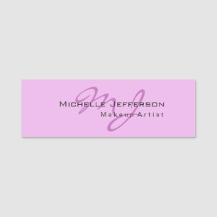 Trendy Makeup Artist Lilac & Orchid Color Monogram Name Tag