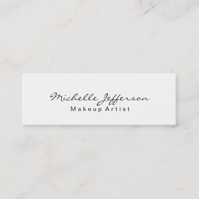 Trendy Makeup Artist White Script Business Card (Front)