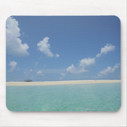 Trendy Maldives Template Blue Sea Sky Clouds Sand Mouse Pad