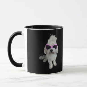 Trendy Maltese Dog with Pink Glasses - Cute Pet Mug