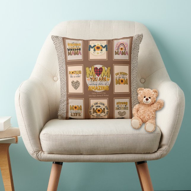 Trendy Mama! Custom Leopard Print Mom Quotes Throw Pillow (Creator Uploaded)