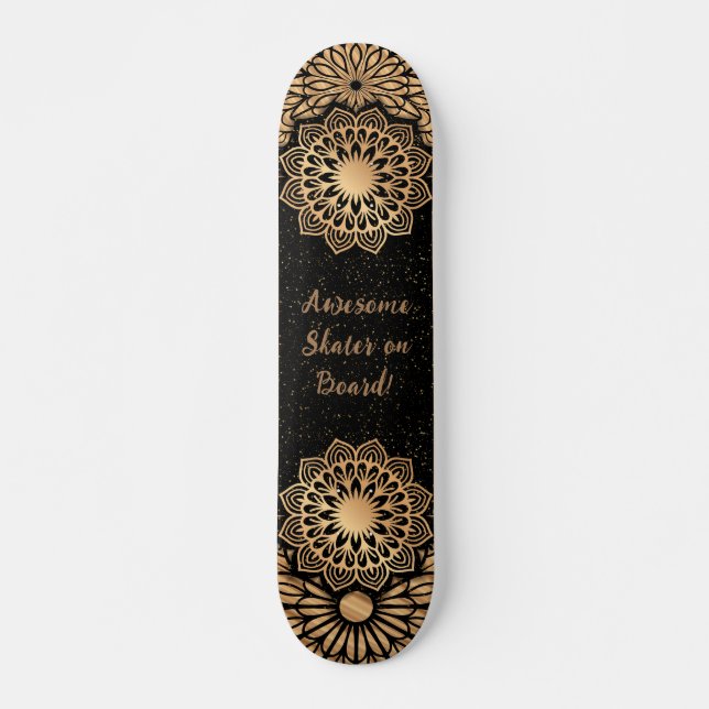 Trendy Mandala Pattern & Quote Skateboard (Front)