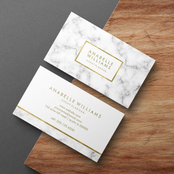 Trendy Marble And Faux Gold Texture Business Card by heartlocked at Zazzle