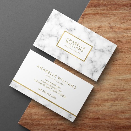 Trendy Marble and Faux Gold Texture Business Card