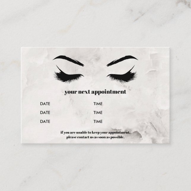 Trendy Marble Browbar Eyelash Luxury Business Card (Front)