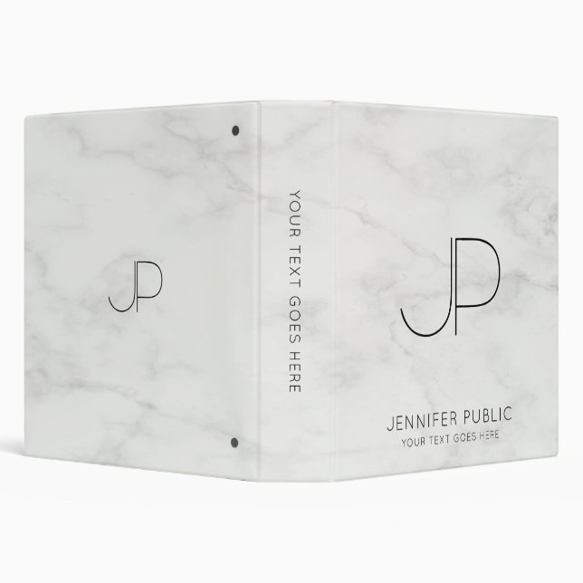 Trendy Marble Customer Monogram Initial Template 3 Ring Binder (Background)