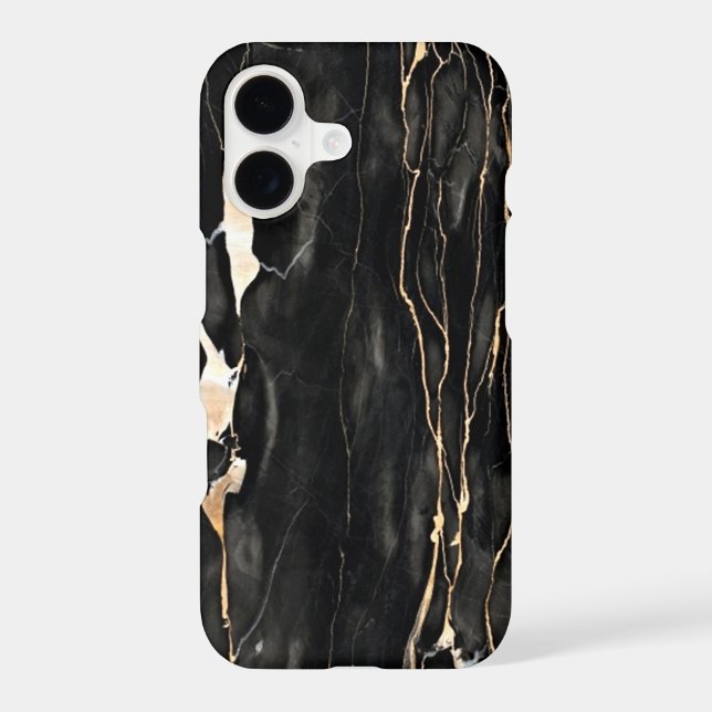 Trendy Marble Pattern Black Gold Gray Iphone Case (Back)