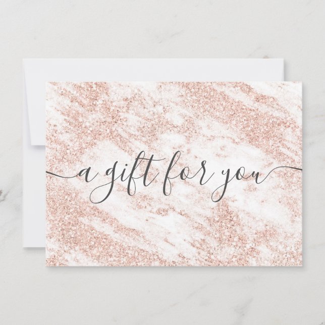 Trendy marble rose gold glitter gift certificate (Front)