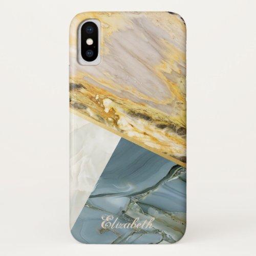 Trendy Marble TextureGeometric_ Personalized iPhone XS Case