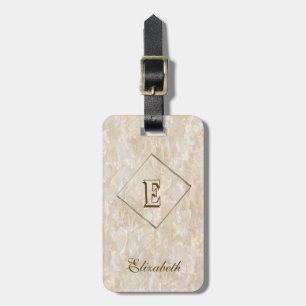 Trendy Marble Texture, Monogram-Personalized Luggage Tag