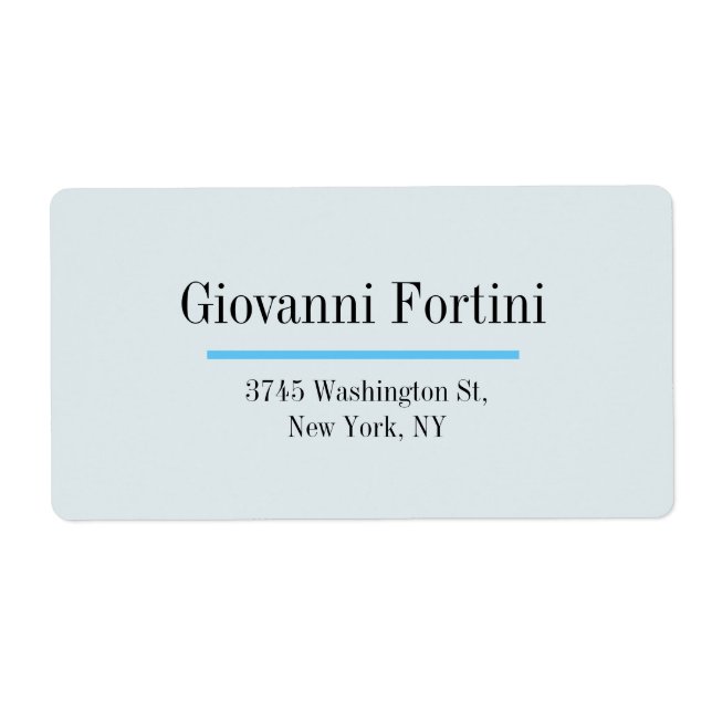 Trendy Marian Blue Plain Elegant Modern Minimalist Label (Front)