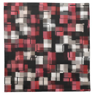 Trendy Maroon Red Black White Abstract Plaid Cloth Napkin