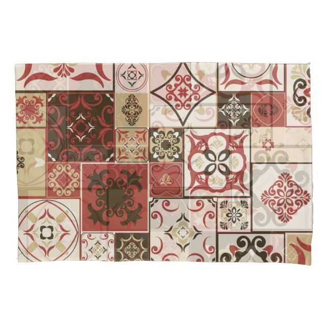 Trendy Marsala Moroccan Tile Pattern Pillow Case (Front)