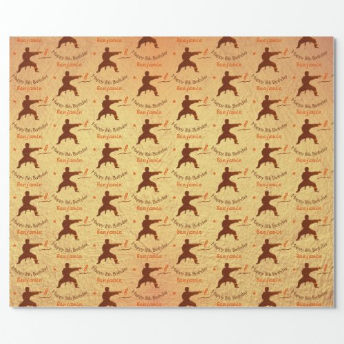 Trendy Martial Arts Karate Kids Happy 8th Birthday Wrapping Paper