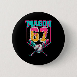 Trendy Mason 67 Mem Ice Cream Drip Baseball Birthd Button