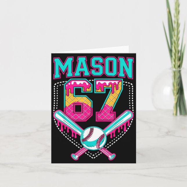 Trendy Mason 67 Mem Ice Cream Drip Baseball Birthd Card (Front)