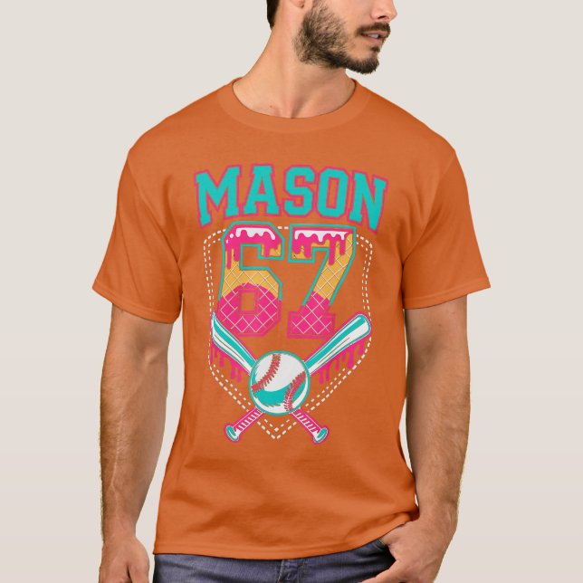 Trendy Mason 67 Mem Ice Cream Drip Baseball Birthd T-Shirt (Front)