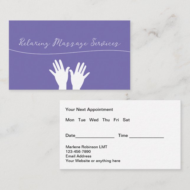 Trendy Massage Services Appointment Business Cards (Front/Back)