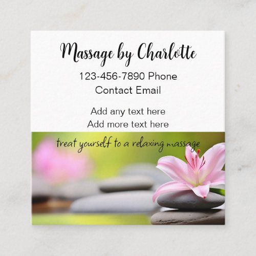 Trendy Massage Therapist Appointment  Square Business Card