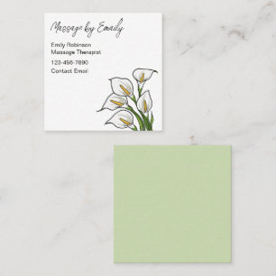 Trendy Massage Therapist Nature Theme Square Business Card