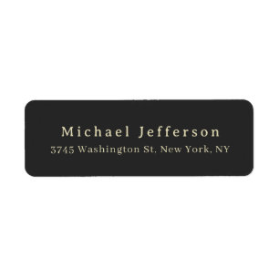 Trendy Matte Black Minimalist Own Name Address Label