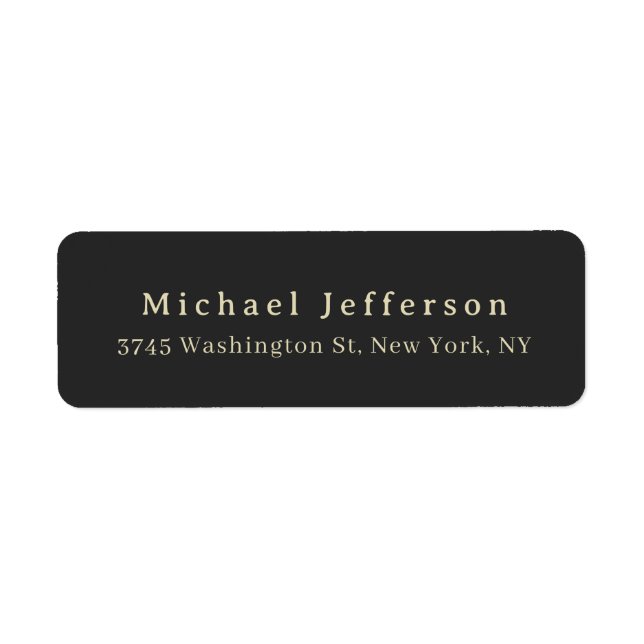 Trendy Matte Black Minimalist Own Name Address Label (Front)