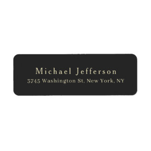 Trendy Matte Black Minimalist Own Name Address Label