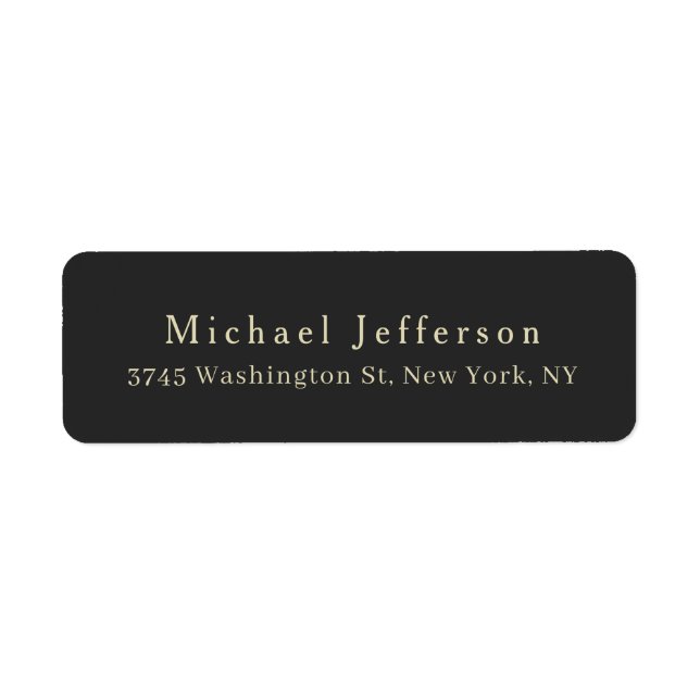 Trendy Matte Black Minimalist Own Name Address Label (Front)