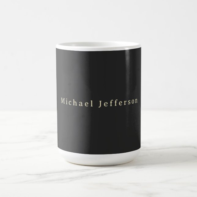 Trendy Matte Black Minimalist Own Name  Coffee Mug (Center)
