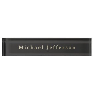 Trendy Matte Black Minimalist Own Name  Desk Name Plate