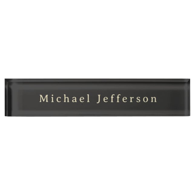 Trendy Matte Black Minimalist Own Name  Desk Name Plate (Front)