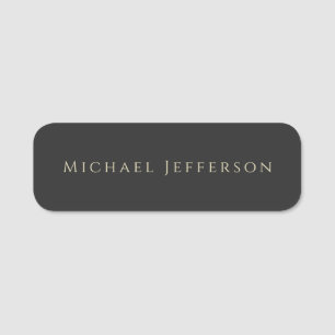 Trendy Matte Black Minimalist Own Name  Tag