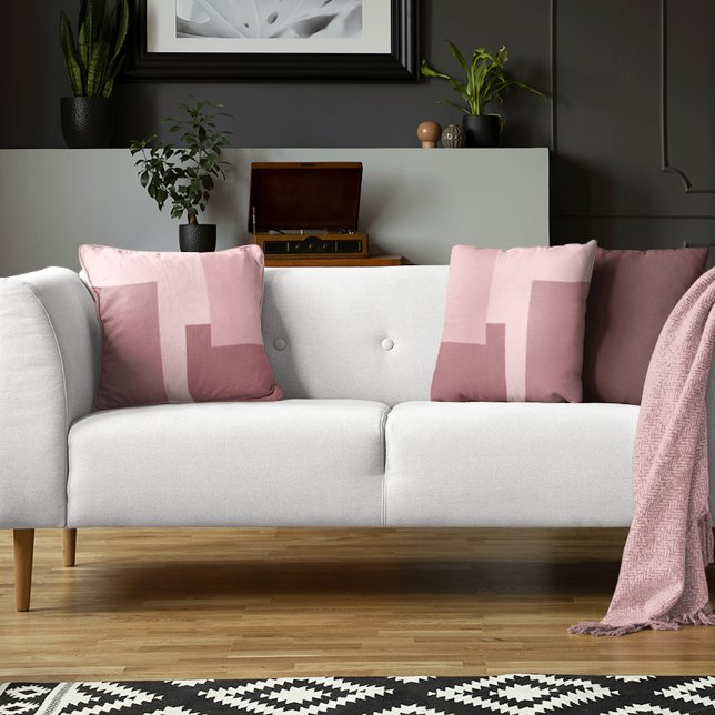 Trendy Mauve Taupe Dusty Rose Colorblock Pattern Throw Pillow (Creator Uploaded)
