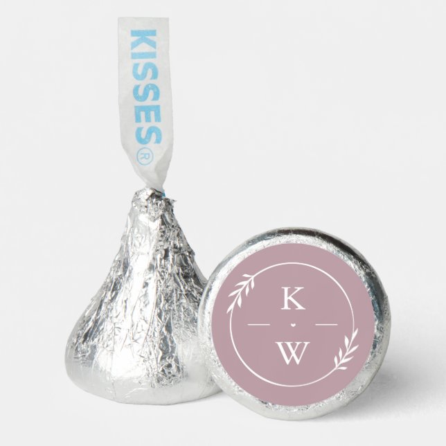 Trendy Mauve Wedding Monogram Custom Hershey®'s Kisses® (Front)