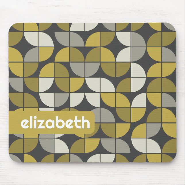 Trendy MCM Half Moon Pattern with gold name block Mouse Pad (Front)