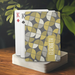 Trendy MCM Half Moon Pattern with gold name block Poker Cards
