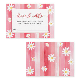 Trendy Meadow Strawberry Baby Shower Diaper Raffle Enclosure Card