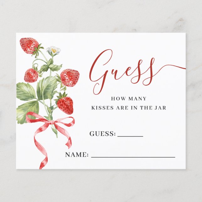 Trendy Meadow Strawberry Guess How Many Game Card Flyer (Front)