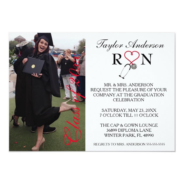 Trendy Medical RN School Graduation Announcement